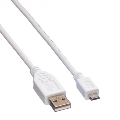 Kábel USB 2.0 A-MICRO-B M/M 0.15m, High Speed, biely
