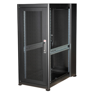 19" Rack na podlahu 26U, 1300x600x1000mm (HxWxD), BASIC, perforované dvere, čierny