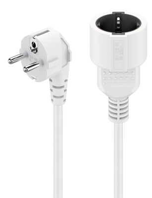 Predlžovačka 2m s 1 zásuvkou, SCHUKO, 1.50mm², biela