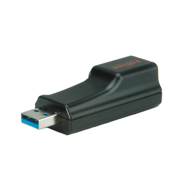 Adaptér USB 3.2 Gen 1 na RJ45 (Gigabit Ethernet), dongle + 10cm kábel A-A M/F, čierny