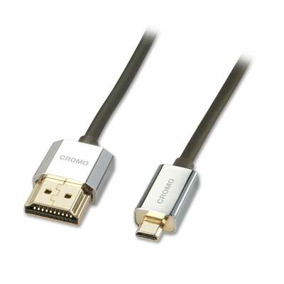 Kábel HDMI/HDMI micro M/M 3m, Ultra High Speed+Eth, 4K@60Hz, HDMI 2.0, G, sivý, Slim, Cromo