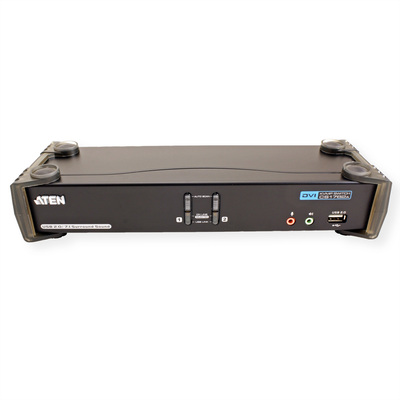 KVM switch/prepínač 2PC, DVI-D, USB, USB hub, audio 5.1, Hotkeys, Pushbuttons