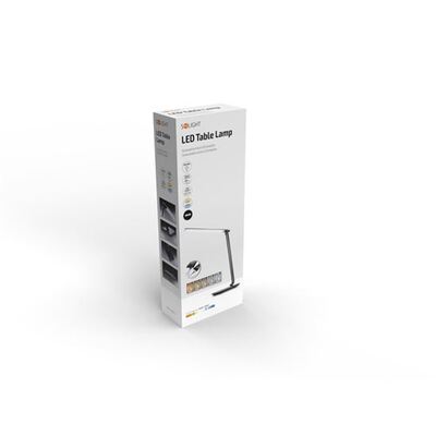 LED stolná lampička stmievaťelná, 12W, voľba teploty svetla, USB, čierny lesk