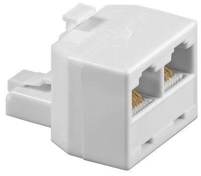 Adaptér telefónny RJ45 M/2xF biely, 10ks/bal