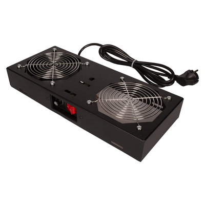 19" Ventilačná jednotka, 1 vetrák, pre nástennú skrinku, čierna