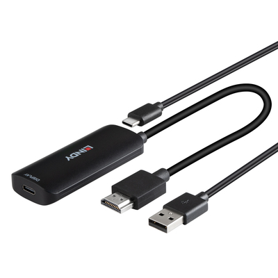 Adaptér HDMI na USB 3.1 Typ C, napájanie USB C, HDMI 2.0, 4K@60Hz, 18G, čierny, 13cm