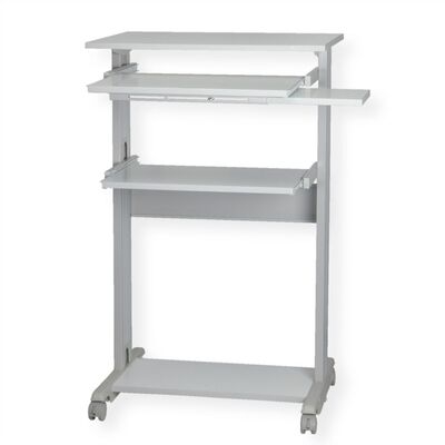 Stolík na kolieskach pre monitor, PC a klávesnicu, max 40kg, 110x68x54cm (HxWxD), sivý