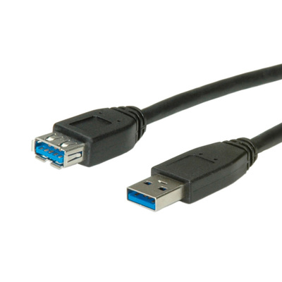 Kábel USB 3.0 A-A M/F 1.8m, Super Speed, čierny