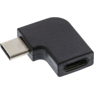 Adaptér USB 3.2 Gen 2, Typ C, C-C M/F, 10Gbps, zahnutý doprava/doľava 90°, PD 100W, sivý/čierny