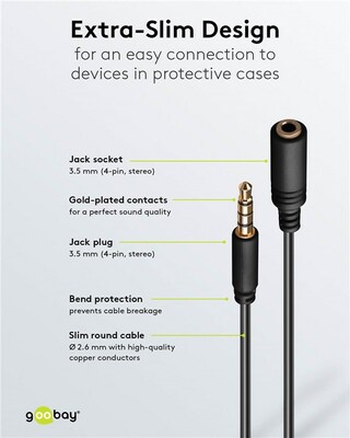 Kábel 3,5mm 4pin audio M/F 2m čierny, pozl. konektor