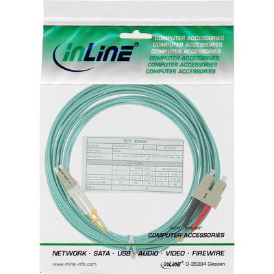 Fiber kábel LC-SC, 3m Duplex OM3(50/125µm), LSOH, 3mm, tyrkysový