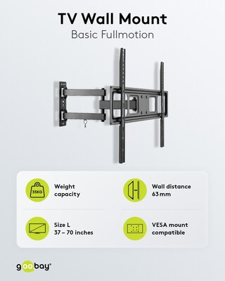 Držiak pre TV 37-70" na stenu, max 35kg, rameno 427mm, VESA do 600x400, čierny