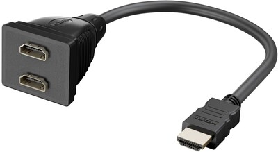 Rozdvojka Y HDMI 1xM-2xF, 20cm, čierna