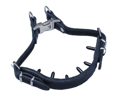 Obojok kožený výcvikový s dlhými (17mm) ostňami so sponou, 30mm/38-58cm, čierny
