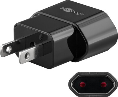 Adaptér cestovný Európa 2pin (CEE7/16) -> USA/Japonsko (NEMA 1-15) max. 10A, čierny