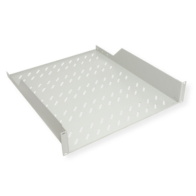 19" Polica 550mm, max. 25kg, 2U, sada skrutiek a podložiek v balení, sivá