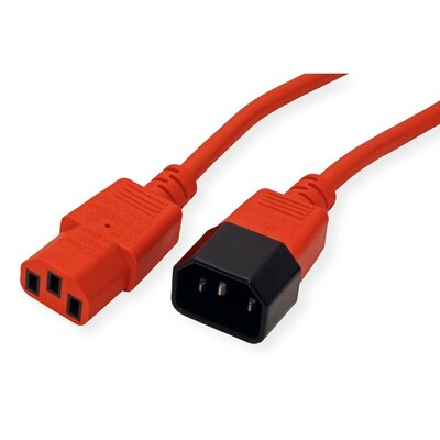 Kábel sieťový 230V predlžovací, C13 - C14, 3m, 1.00mm², 10A, červený