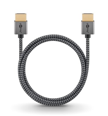 Kábel HDMI M/M 1m, Ultra High Speed+Eth, 8K@60Hz, HDMI 2.1, 48G, pozl. konektor, čierny/sivý, Slim