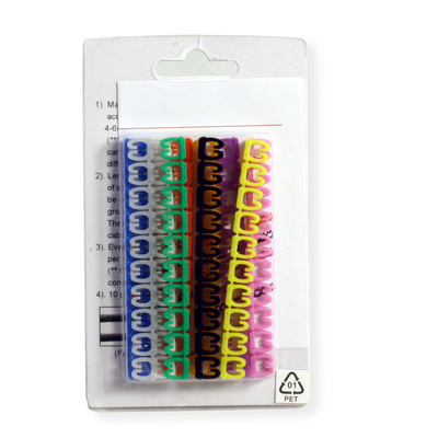Káblový organizér-rozlišovač/popisovač čísla 0–9 pre priemer od 4mm do 5.5mm, 10 farieb, 100ks/bal