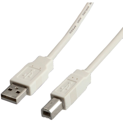 Kábel USB 2.0 A-B M/M 3m, High Speed, béžový