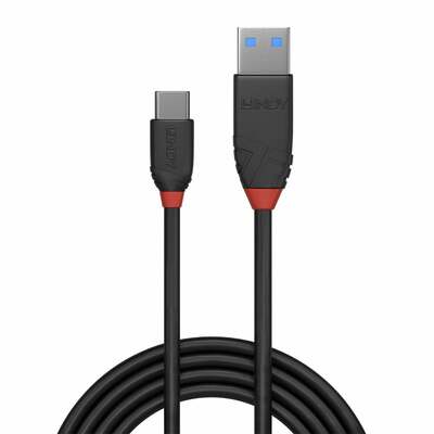 Kábel USB 3.2 Gen 2, AM/CM Typ C 0.5m, 10Gbps, max. 15w 5V3A, Black Line, čierny