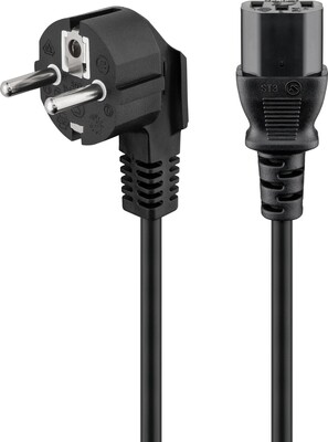 Kábel sieťový 230V, vidlica (CEE7/7) lomená - C13, 3m, 1.00mm², 10A, čierny