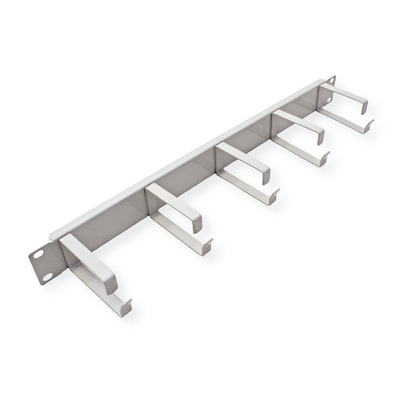 19" Panel vyväzovací, organizér, lišta 5x oko (Typ G), 1U, oceľ, sivý