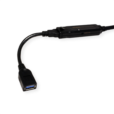 Kábel USB 3.2 Gen 1, A-A M/F 10m, 5Gbps, predlžovací, čierny, aktívny