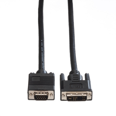 Kábel DVI-A/VGA M/M 2m, tienený, prepojovací, čierny