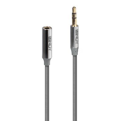 Kábel 3.5mm stereo jack M/F predlžovací 0.5m, sivý, pozl. konektor, Slim, Cromo Line