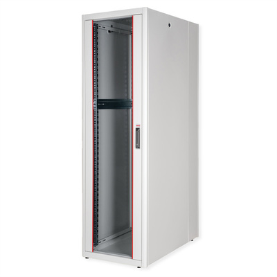 19" Rack na podlahu 42U, 2010x600x1000mm (HxWxD), BASIC, sklenené dvere, sivý