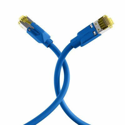 S/FTP (PiMF) Patchkábel LSOH, 0.5m cat.6a, modrý, Cu, Draka UC900 s TM31
