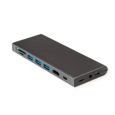 Dokovacia Stanica USB Typ C, HDMI, 3xUSB-A, LAN, čítačka, audio, PD 100W, 4K@60Hz, 0.1m