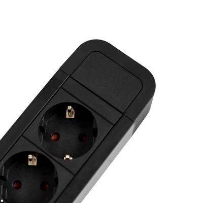 Predlžovačka PRIMO 2, 6xUTE 230V, so slučkou, 2m kábel 1.5mm², hliník, čierna/zelená