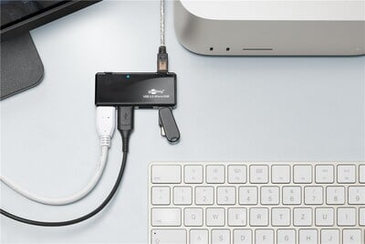 Hub USB 2.0, 4 Port, 4x USB A, MINI, 40cm, čierny