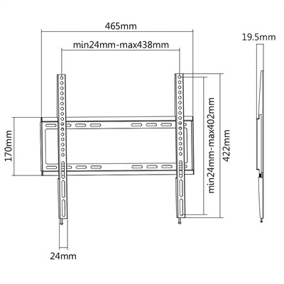 Držiak pre TV 32-55'' na stenu, max 35kg, slim profil 19mm, VESA do 400x400, čierny