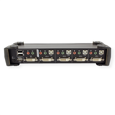 KVM switch/prepínač 4PC, DVI-D, USB, USB hub, audio