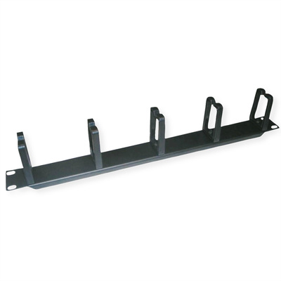 19" Panel vyväzovací, organizér, 5x oko (Typ C, plast), 1U, oceľ, čierny