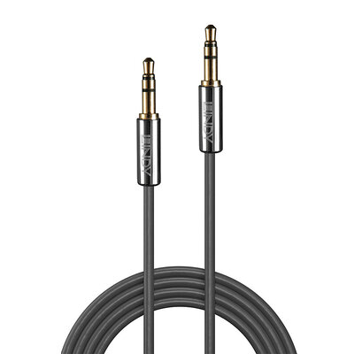 Kábel 3.5mm stereo jack M/M 0.5m, sivý, pozl. konektor, Slim, Cromo Line §§