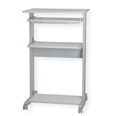 Stolík na kolieskach pre monitor, PC a klávesnicu, max 40kg, 110x68x54cm (HxWxD), sivý
