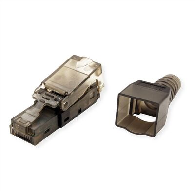 Konektor 8/8 RJ45 cat.6a, 10Gbit, netienený, na drôt, montáž bez klieští AWG 23-26, plast, čierny