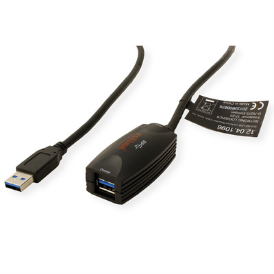 Kábel USB 3.2 Gen 1, A-A M/F 5m, 5Gbps, predlžovací, čierny, aktívny