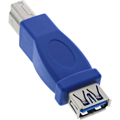 Adaptér USB 3.2 Gen 1, A-B (3.0) F/M, 5Gbps, priamy, modrý