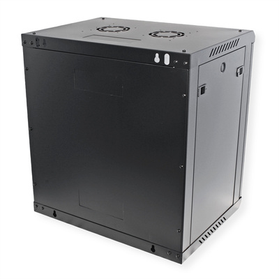 19" Rack na stenu 12U, čierny, 645x600x450mm (HxWxD), odnímateľné bočnice