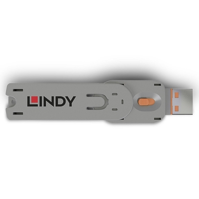 USB Port Blocker, 1 x kľúč na USB-A, oranžový