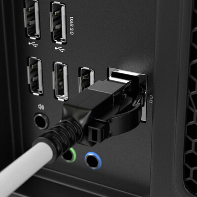 S/FTP (PiMF) Patchkábel LSOH 0.3m cat.6a, sivý, Cu, UL, Security Cable (so zámkom)