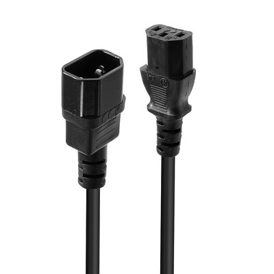 Kábel sieťový 230V predlžovací, C13 - C14, 2m, 1.00mm², 10A, čierny