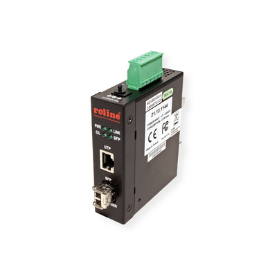 Optický konvertor RJ45 - SFP, Gigabit, GBIC LC Duplex MM do 500m v balení, DIN, priemyselný, čierny