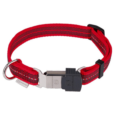 Obojok pogumovaný nastaviteľný 1.9cm/30-45cm, ClicLock, reflexný červený, HS
