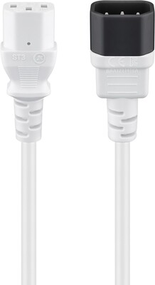 Kábel sieťový 230V predlžovací, C13 - C14, 0.5m, 0.75mm², 10A, biely
